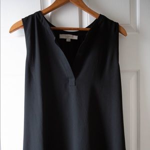 LOFT Mixed Media Split Neck Shell / Tank